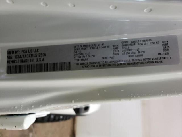 Photo 10 from auction – 2021 JEEP GLADIATOR with VIN 1C6JJTAGXML512696