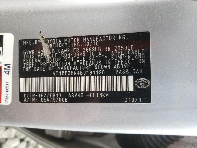 Photo 10 from auction – 2011 TOYOTA CAMRY BASE with VIN 4T1BF3EK4BU191190