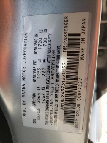 Photo 10 from auction – 2003 MAZDA PROTEGE PR with VIN JM1BJ245731220399