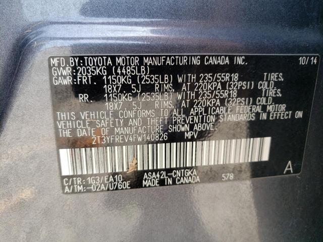Photo 10 from auction – 2015 TOYOTA RAV4 LIMIT with VIN 2T3YFREV4FW140826