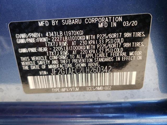 Photo 10 from auction – 2020 SUBARU CROSSTREK with VIN JF2GTAEC2LH260342