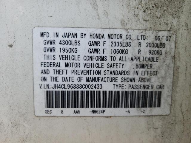Photo 10 from auction – 2008 ACURA TSX with VIN JH4CL96888C002433