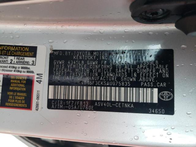 Photo 10 from auction – 2010 TOYOTA CAMRY BASE with VIN 4T1BF3EK5AU075835