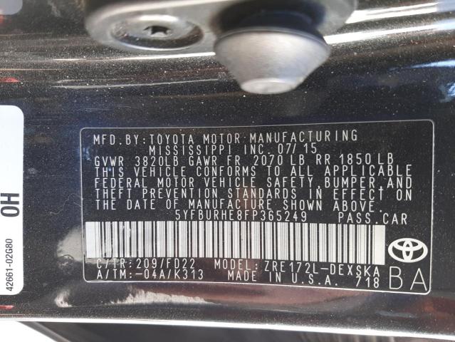 Photo 10 from auction – 2015 TOYOTA COROLLA L with VIN 5YFBURHE8FP365249