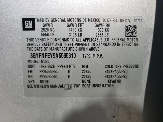 Photo 10 from auction – 2010 CADILLAC SRX PREMIU with VIN 3GYFNFEY9AS585310
