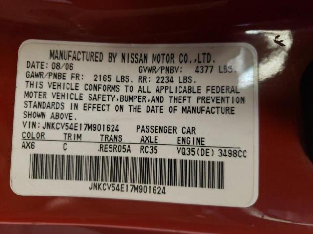 Photo 10 from auction – 2007 INFINITI G35 with VIN JNKCV54E17M901624