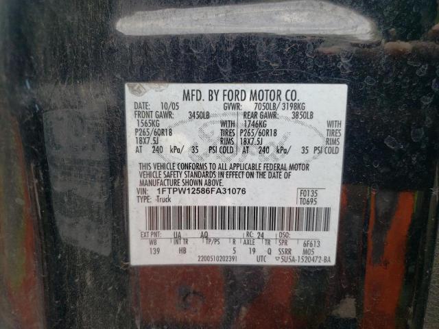 Photo 10 from auction – 2006 FORD F150 SUPER with VIN 1FTPW12586FA31076