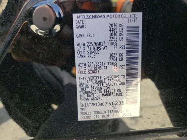 Photo 10 from auction – 2017 NISSAN ROGUE S with VIN 5N1AT2MT0HC756235