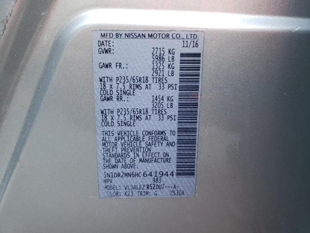 Photo 10 from auction – 2017 NISSAN PATHFINDER with VIN 5N1DR2MN6HC641944