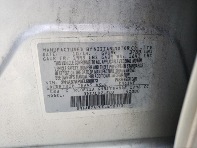 Photo 10 from auction – 2014 NISSAN SENTRA S with VIN 3N1AB7AP0EL690073