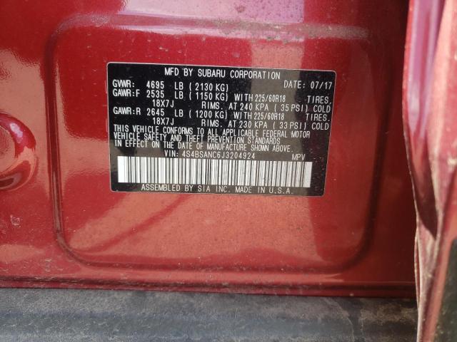 Photo 10 from auction – 2018 SUBARU OUTBACK 2. with VIN 4S4BSANC6J3204924
