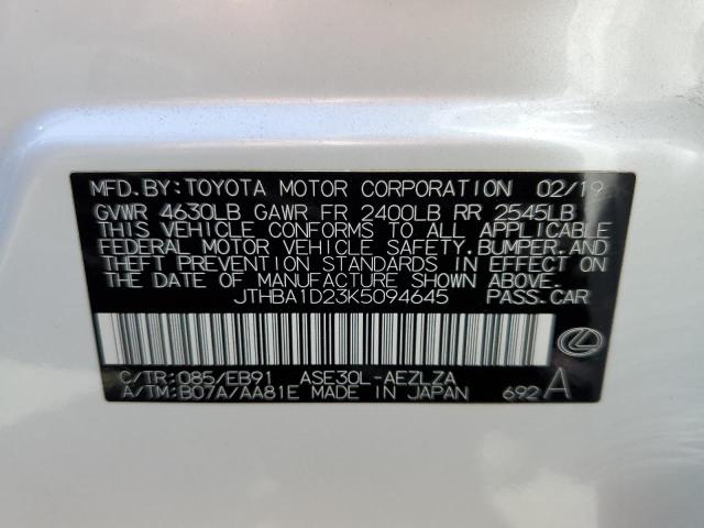 Photo 10 from auction – 2019 LEXUS IS 300 with VIN JTHBA1D23K5094645