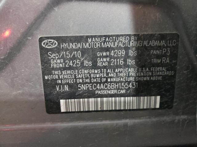Photo 10 from auction – 2011 HYUNDAI SONATA SE with VIN 5NPEC4AC6BH155431