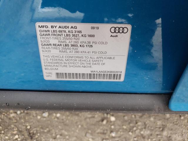 Photo 10 from auction – 2019 AUDI E-TRON PRE with VIN WA1LAAGE2KB022018