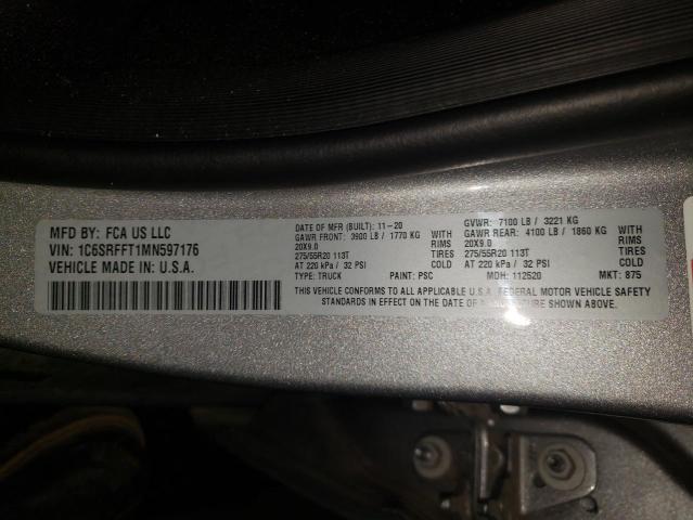 Photo 10 from auction – 2021 RAM 1500 BIG H with VIN 1C6SRFFT1MN597176