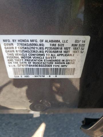 Photo 10 from auction – 2014 HONDA PILOT EX with VIN 5FNYF4H49EB033569