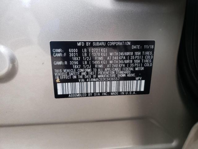 Photo 10 from auction – 2019 SUBARU ASCENT PRE with VIN 4S4WMACD2K3436557