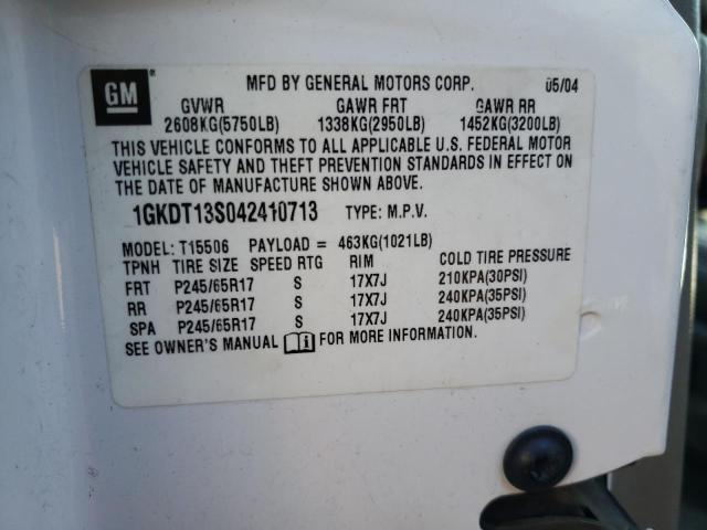 Photo 10 from auction – 2004 GMC ENVOY with VIN 1GKDT13S042410713