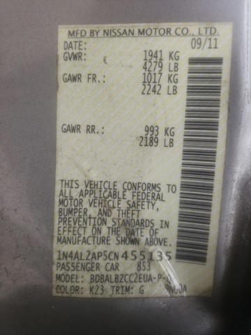 Photo 10 from auction – 2012 NISSAN ALTIMA BAS with VIN 1N4AL2AP5CN455135
