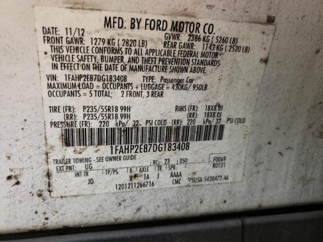 Photo 10 from auction – 2013 FORD TAURUS SEL with VIN 1FAHP2E87DG183408