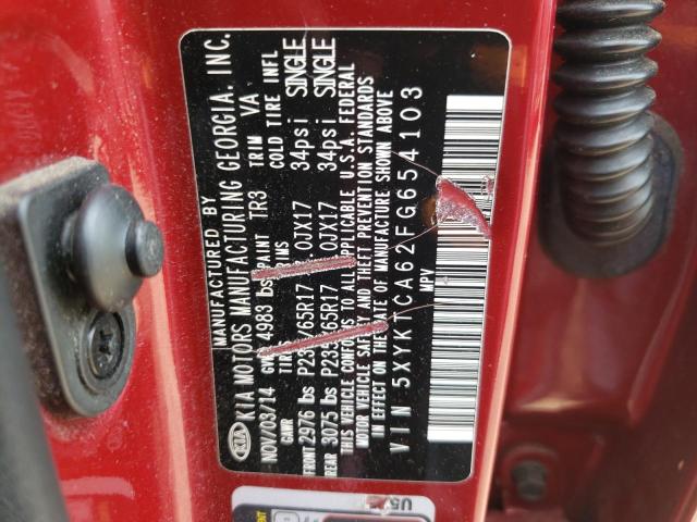 Photo 10 from auction – 2015 KIA SORENTO LX with VIN 5XYKTCA62FG654103