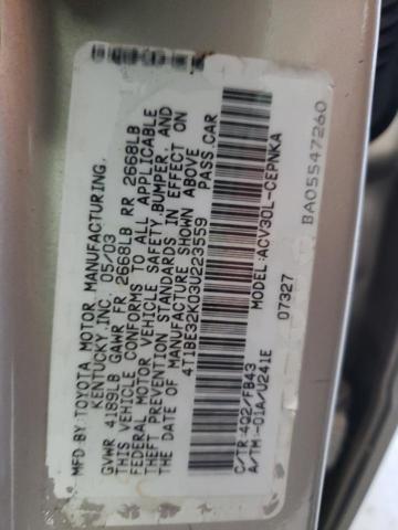 Photo 10 from auction – 2003 TOYOTA CAMRY LE with VIN 4T1BE32K03U223559