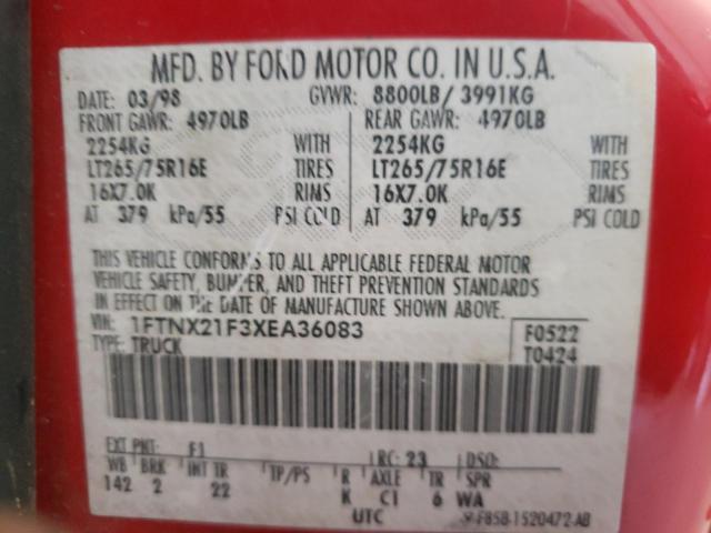Photo 10 from auction – 1999 FORD F250 SUPER with VIN 1FTNX21F3XEA36083