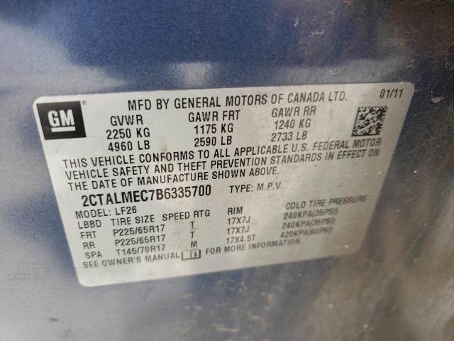Photo 10 from auction – 2011 GMC TERRAIN SL with VIN 2CTALMEC7B6335700