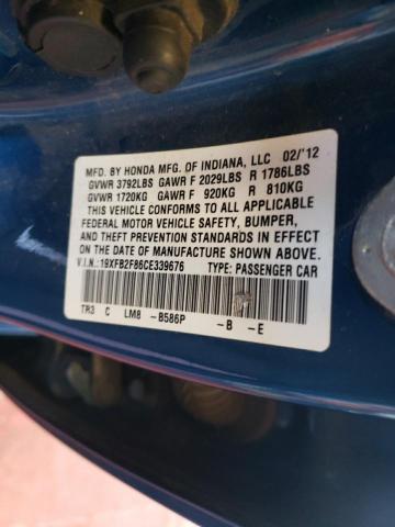 Photo 10 from auction – 2012 HONDA CIVIC EX with VIN 19XFB2F86CE339676