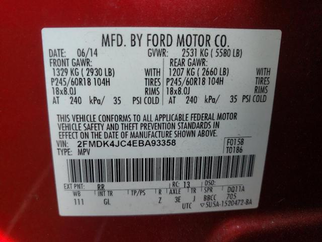 Photo 10 from auction – 2014 FORD EDGE SEL with VIN 2FMDK4JC4EBA93358