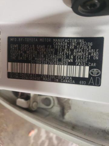 Photo 10 from auction – 2006 TOYOTA COROLLA CE with VIN 2T1BR32E76C680650