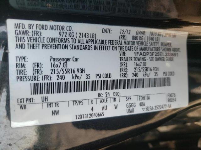 Foto 10 de la subasta – 2014 FORD FOCUS SE con VIN 1FADP3F25EL233651