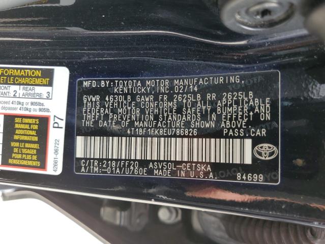 Photo 10 from auction – 2014 TOYOTA CAMRY L with VIN 4T1BF1FK8EU786826
