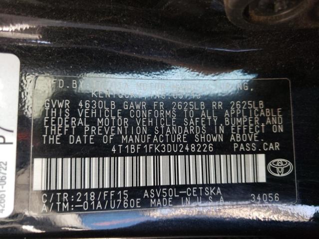 Photo 10 from auction – 2013 TOYOTA CAMRY L with VIN 4T1BF1FK3DU248226