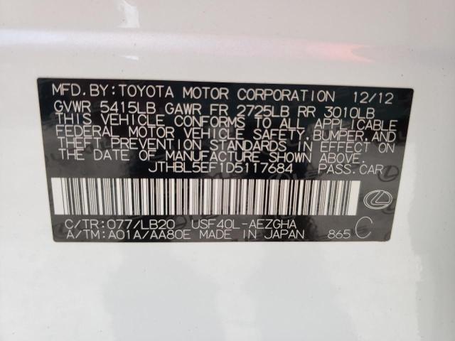 Photo 10 from auction – 2013 LEXUS LS 460 with VIN JTHBL5EF1D5117684