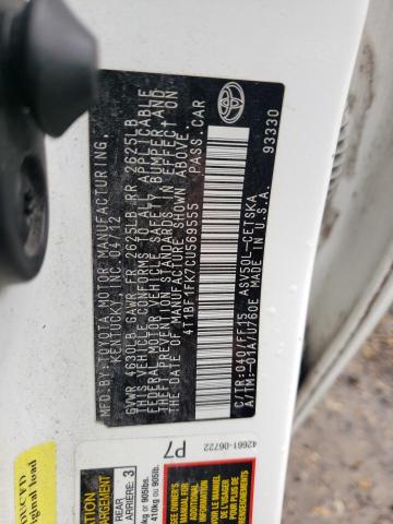 Photo 10 from auction – 2012 TOYOTA CAMRY BASE with VIN 4T1BF1FK7CU569555