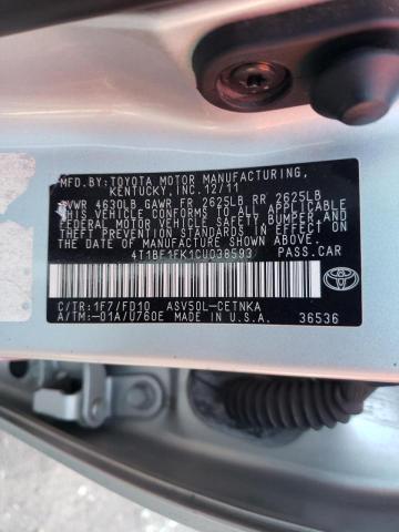 Photo 10 from auction – 2012 TOYOTA CAMRY BASE with VIN 4T1BF1FK1CU038593