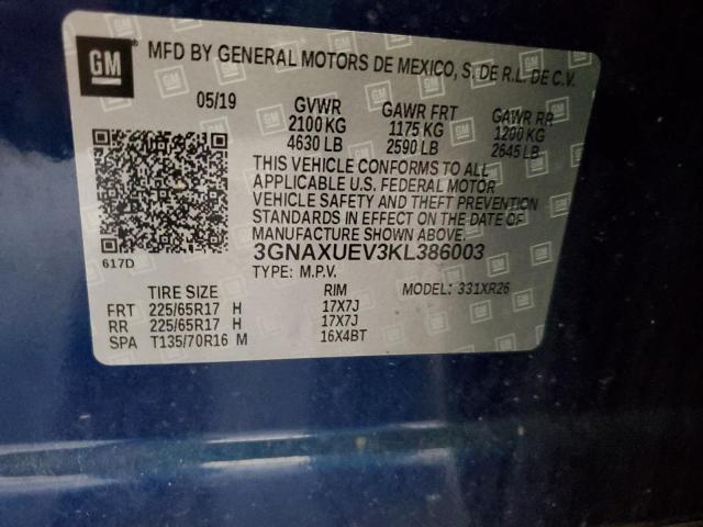 Photo 10 from auction – 2019 CHEVROLET EQUINOX LT with VIN 3GNAXUEV3KL386003