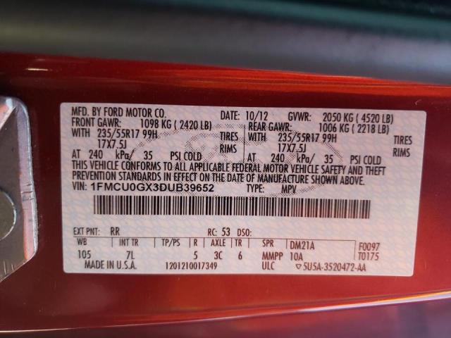 Photo 10 from auction – 2013 FORD ESCAPE SE with VIN 1FMCU0GX3DUB39652