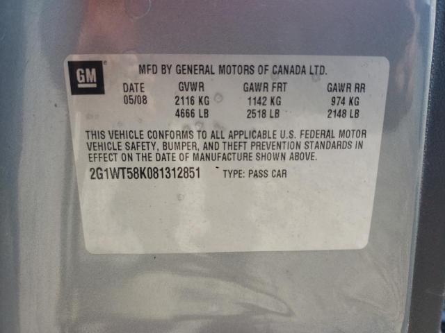 Photo 10 from auction – 2008 CHEVROLET IMPALA LT with VIN 2G1WT58K081312851