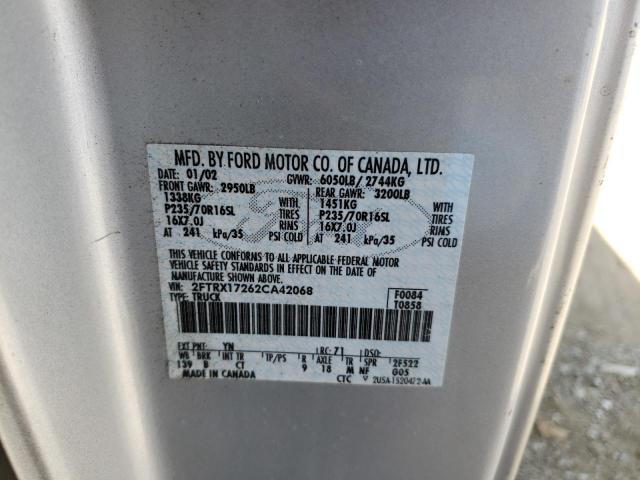 Photo 10 from auction – 2002 FORD F150 with VIN 2FTRX17262CA42068