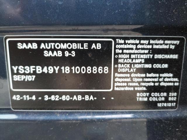 Foto 10 de la subasta – 2008 SAAB 9-3 2.0T con VIN YS3FB49Y181008868