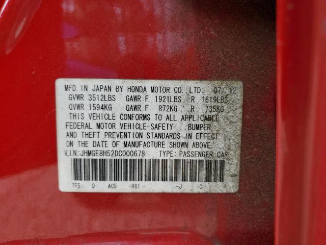 Photo 10 from auction – 2013 HONDA FIT with VIN JHMGE8H52DC000678
