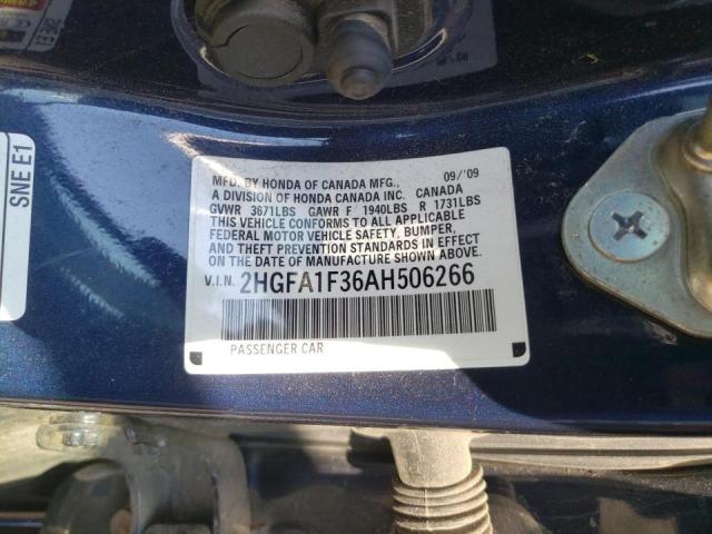 Photo 10 from auction – 2010 HONDA CIVIC with VIN 2HGFA1F36AH506266