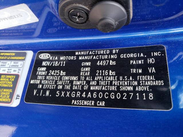 Photo 10 from auction – 2012 KIA OPTIMA SX with VIN 5XXGR4A60CG027118