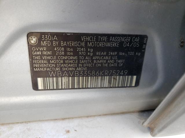 Photo 10 from auction – 2006 BMW 330 I with VIN WBAVB33586KR75249