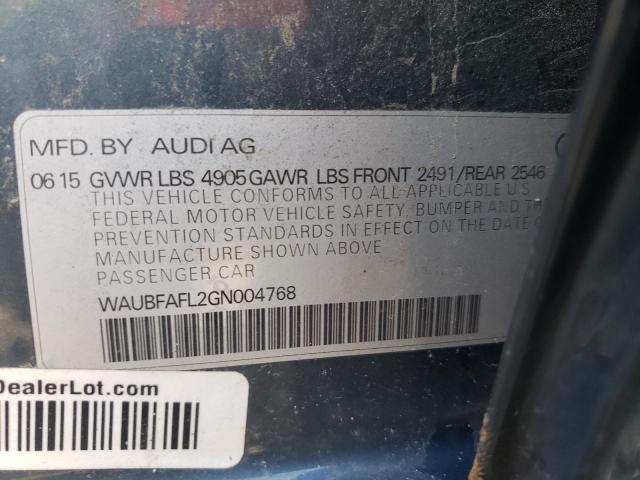 Photo 10 from auction – 2016 AUDI A4 PREMIUM with VIN WAUBFAFL2GN004768