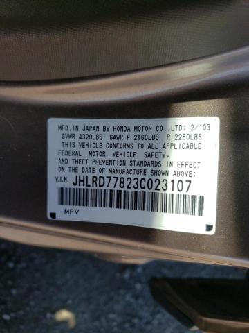Photo 10 from auction – 2003 HONDA CR-V EX with VIN JHLRD77823C023107