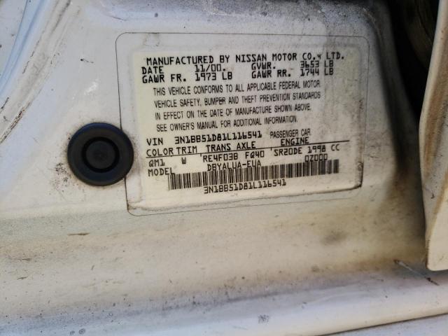 Photo 10 from auction – 2001 NISSAN SENTRA SE with VIN 3N1BB51D81L116541