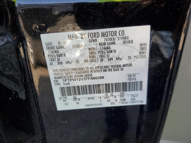 Photo 10 from auction – 2007 FORD F150 SUPER with VIN 1FTPW12V37FA60356